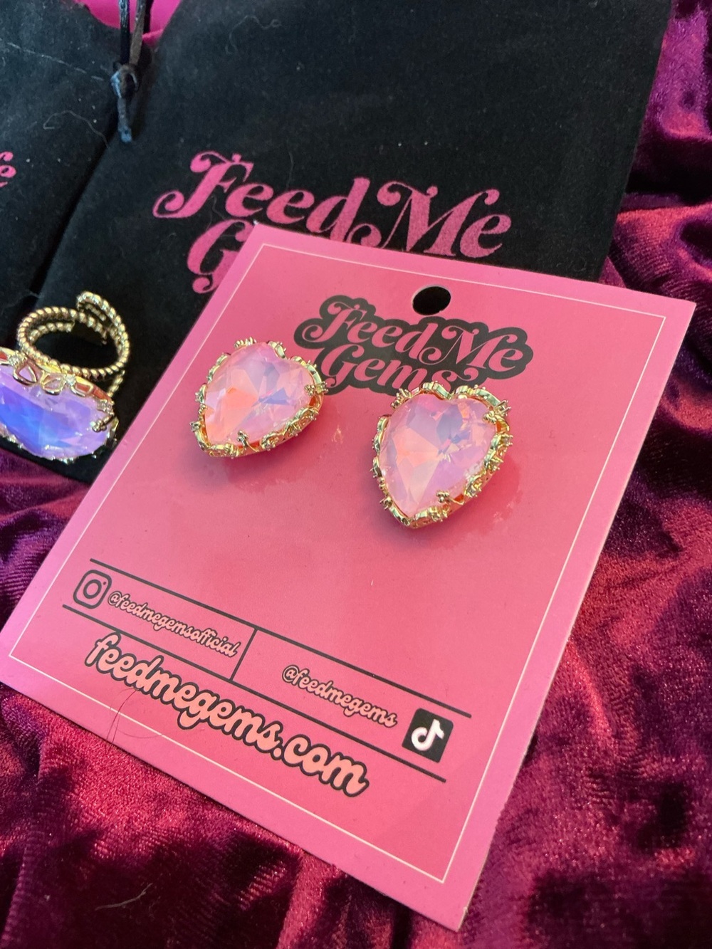 Authentic Feed Me Gems “Pink Opal” Aphrodite Earrings